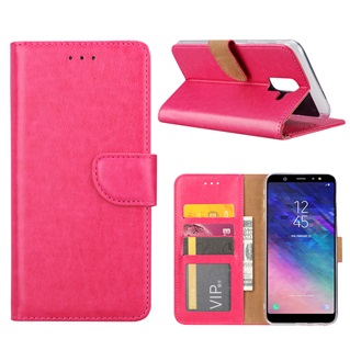 Hoesje voor Samsung Galaxy A6 Plus 2018 A605 - Book Case - geschikt voor 3 pasjes - Pink