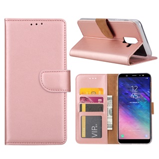 Hoesje voor Samsung Galaxy A6 Plus 2018 A605 - Book Case - geschikt voor 3 pasjes - Rose Goud