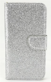 Glitter Hoesje voor Samsung Galaxy J5 2016 J510 - Book Case - Zilver