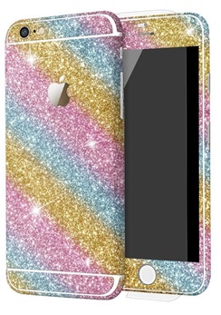Glitter Sticker voor Apple iPhone 6 Plus /6S Plus -  Regenboog motief print Duo Pack/2 stuks