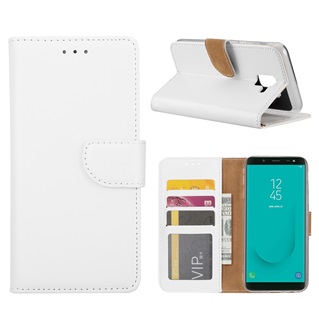 Hoesje voor Samsung Galaxy J6 (2018) J600 - Book Case - geschikt voor 3 pasjes - Wit
