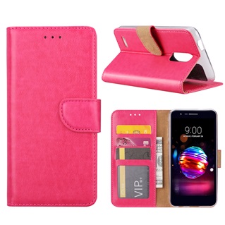 Hoesje voor LG K10 2018 - Book Case - geschikt voor 3 pasjes - Pink