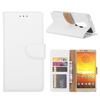 Hoesje voor Motorola Moto E5 - Book Case - geschikt voor 3 pasjes - Wit