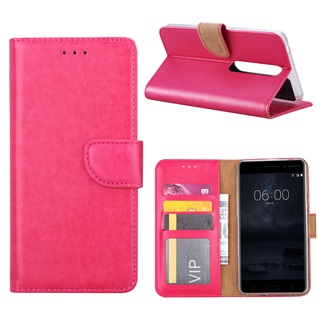 Hoesje voor Nokia 6 2018 - Book Case - geschikt voor 3 pasjes - Pink