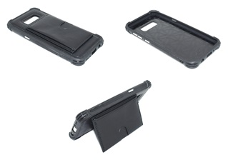 Atouchbo - Hard Back Cover voor Samsung Galaxy S8 - Leder Look - geschikt voor 1 pasje - Zwart