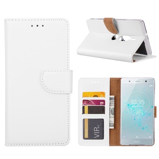 Hoesje voor Sony Xperia XZ2 Premium - Book Case - geschikt voor 3 pasjes - Wit