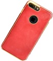 Atouchbo Hoesje voor Apple iPhone 7 Plus / iPhone 8 Plus - TPU - Lederen Look - Rood