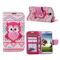 Hoesje Voor Samsung Galaxy S4 i9500 i9505 Book Case - Roze Uil
