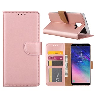 Hoesje voor Samsung Galaxy A6 2018 A600 - Book Case - geschikt voor 3 pasjes - Rose Goud