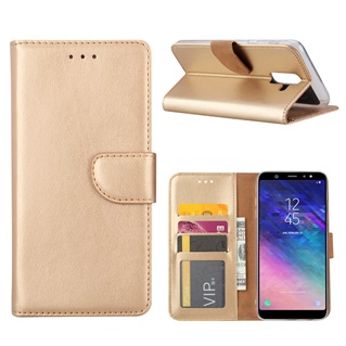 Hoesje voor Samsung Galaxy A6 Plus 2018 A605 - Book Case - geschikt voor 3 pasjes - Goud