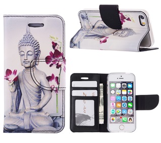Hoesje voor Apple iPhone 5 /5s/SE Boek Hoesje Book Case Boeddha