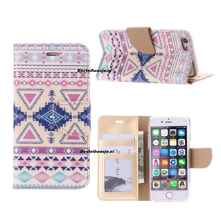 Boek hoesje - Book Case iPhone 6/6s Azteken Pink