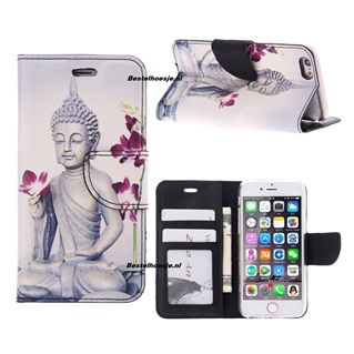 Hoesje voor Apple iPhone 6 Plus /6S Plus Boek Hoesje Book Case Boeddha