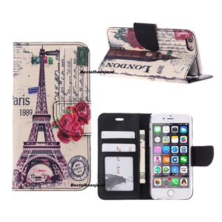 Hoesje voor Apple iPhone 6 Plus /6S Plus Boek Hoesje Book Case Eiffeltoren Big Ben