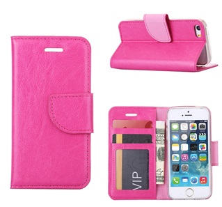 Hoesje voor Apple iPhone 4/4s Boek Hoesje Book Case Pink - Roze