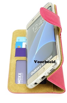 Hoesje voor Samsung Galaxy S7 Edge - Book Case - met vlinder reliëf - geschikt voor pasjes - pink