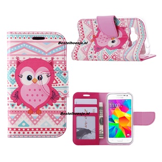 Hoesje voor Samsung Galaxy Core Prime G360 - Book Case Roze Uil