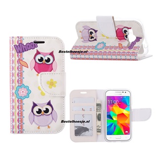 Hoesje voor Samsung Galaxy Core Prime G360 - Book Case Twee Uilen