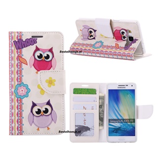 Hoesje voor Samsung Galaxy A3 2015 A300 - Book Case Twee Uilen