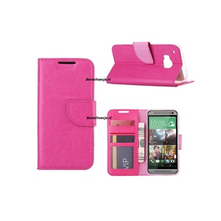 Hoesje Voor HTC One M9 Boek Hoesje Book Case Pink