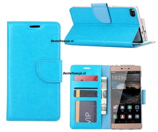 Hoesje Voor Huawei P8 Boek Hoesje Book Case Turquoise