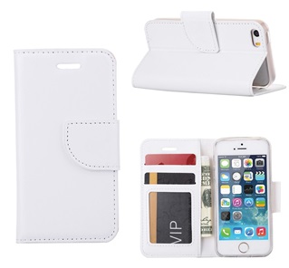 Hoesje voor Apple iPhone 5 /5s/SE Boek Hoesje Book Case Wit