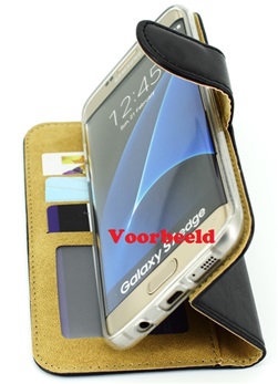 Hoesje voor Samsung Galaxy S7 Edge - Book Case - met vlinder reliëf - geschikt voor pasjes - zwart