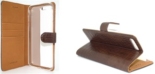 Hoesje voor Apple iPhone 7 Plus - Book Case - Croco Print - Donker Bruin