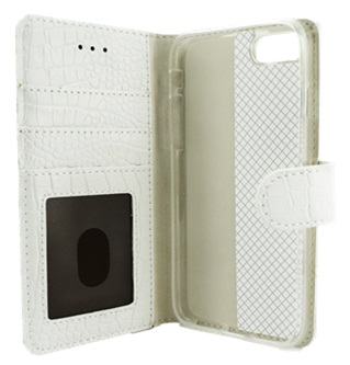 Premium Hoesje voor Apple iPhone 7 Plus - Book Case - Croco Print - Wit