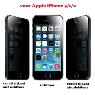 Screenprotector Tempered Glas folie  Privacy Anti-Spy voor Apple iPhone 5 5s 5c Duo Pack/2 stuks