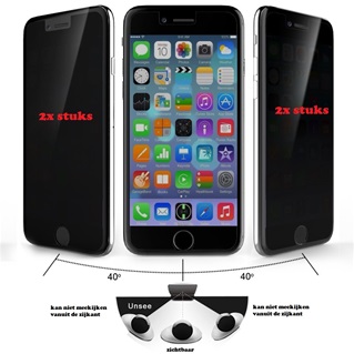 Duo Pack Glas folie Privacy Anti-Spy voor Apple iPhone 6/6S 