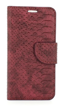 Hoesje voor LG G5 H850 - Book Case - Schubben Print - Bordeaux Rood - geschikt voor 3 pasjes