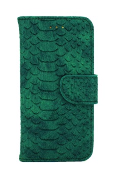 Hoesje voor Samsung Galaxy S6 Edge Plus G928 - Book Case - Schubben Print - Donker Groen - geschikt voor 3 pasjes