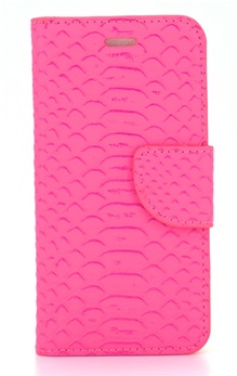 Hoesje voor Samsung Galaxy S6 Edge G925 - Book Case - Schubben Print - Pink Roze - geschikt voor 3 pasjes