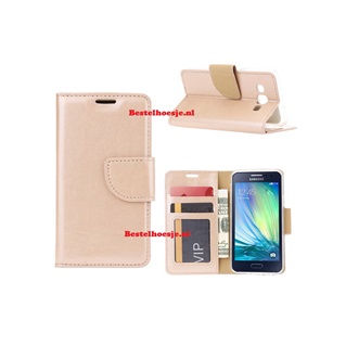 Hoesje voor Samsung Galaxy A3 2015 A300 - Book Case Goud