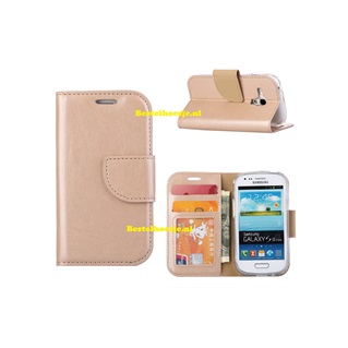 Hoesje voor Samsung Galaxy S3 Mini i8190 i8200 - Book Case Goud