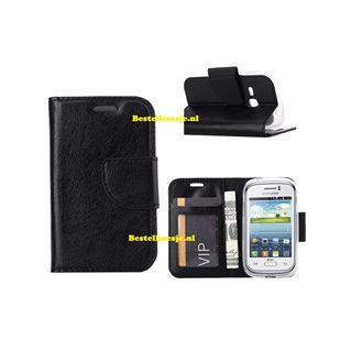 Hoesje voor Samsung Galaxy Young S6310 - Book Case Zwart