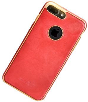 Hoesje voor Apple iPhone 7 Plus - TPU - Lederen Look - Rood