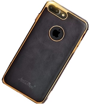Hoesje voor Apple iPhone 7 Plus - TPU - Lederen Look - Zwart