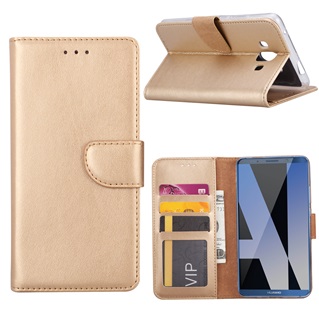 Xssive Hoesje voor Huawei Mate 10 - Book Case - Geschikt voor 3 pasjes - Goud