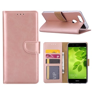 Hoesje voor Huawei Nova 2 Plus Book Case - geschikt voor 3 pasjes - Rose Goud