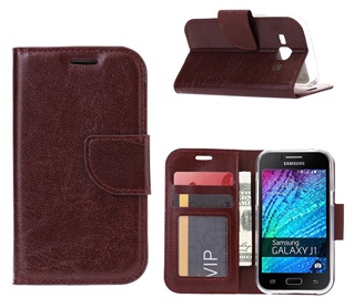 Boek Hoesje Book Case voor Samsung Galaxy J1 J100 2015 - Bruin