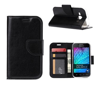 Boek Hoesje Book Case  voor Samsung Galaxy J1 J100 2015 - Zwart