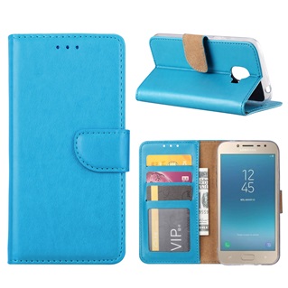 Hoesje voor Samsung Galaxy J2 Pro (2018) J250 / Samsung Galaxy Grand Prime Pro - Book Case - geschikt voor 3 pasjes - Turquoise