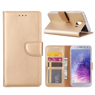 Hoesje voor Samsung Galaxy J4 (2018) J400 - Book Case - geschikt voor 3 pasjes - Goud