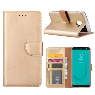 Hoesje voor Samsung Galaxy J6 (2018) J600 - Book Case - geschikt voor 3 pasjes - Goud