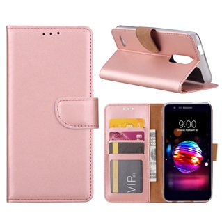 Hoesje voor LG K10 2018 - Book Case - geschikt voor 3 pasjes - Rose Goud