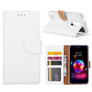 Hoesje voor LG K10 2018 - Book Case - geschikt voor 3 pasjes - Wit