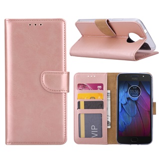 Hoesje voor Motorola Moto G5S Book Case - geschikt voor 3 pasjes - Rose Goud