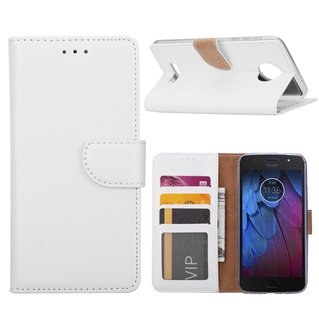 Hoesje voor Motorola Moto G5S Book Case - geschikt voor 3 pasjes - Wit